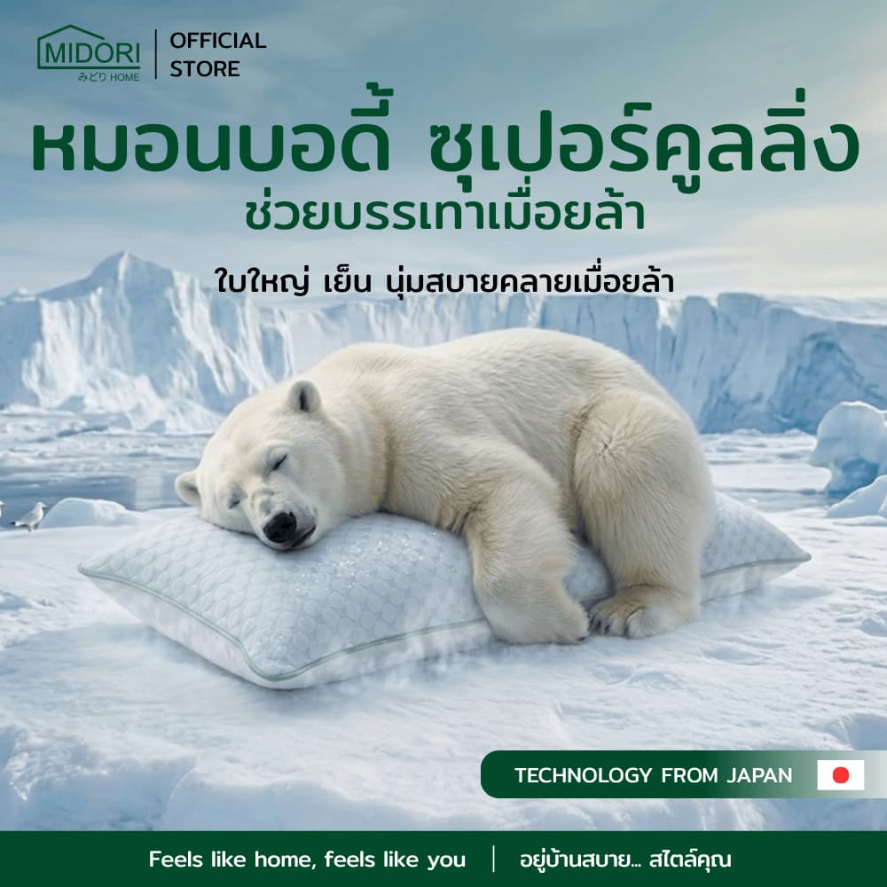 MIDORI Home หมอน Body เย็น Super Cool ขนาด 18x48 นิ้ว | ใย 1,500 กรัม รูปที่ 1