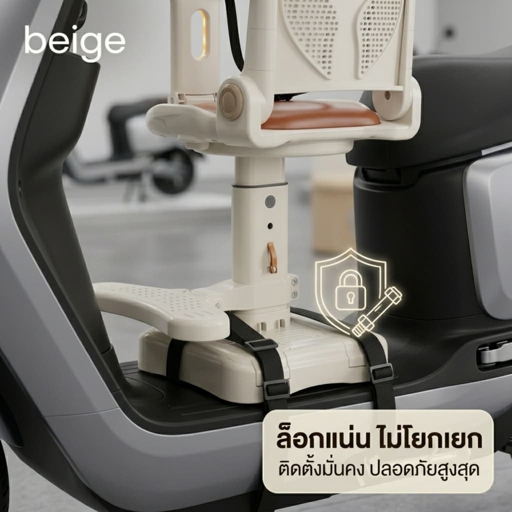 Beige เบาะที่นั่งเด็ก แจกเข็มขัดนิรภัยฟรี เพิ่มความหนาและเบาะนุ่มสบาย เหมาะสําหรับเด็กอายุ 1-6 ปี รูปที่ 7