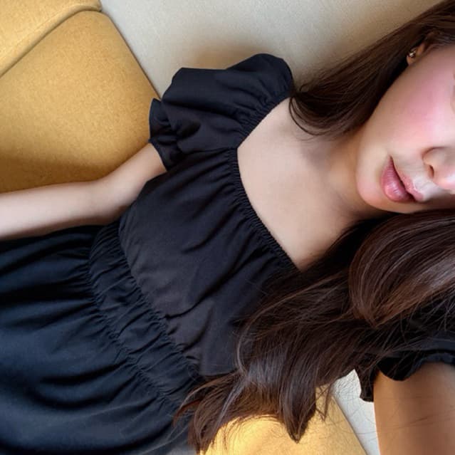 Bell top - เสื้อแขนตุ๊กตาคอเหลี่ยม ผ้าฝ้าย แขนตุ๊กตา คอเหลี่ยมกระชับใส่แล้วไม่โป๊ รูปที่ 5