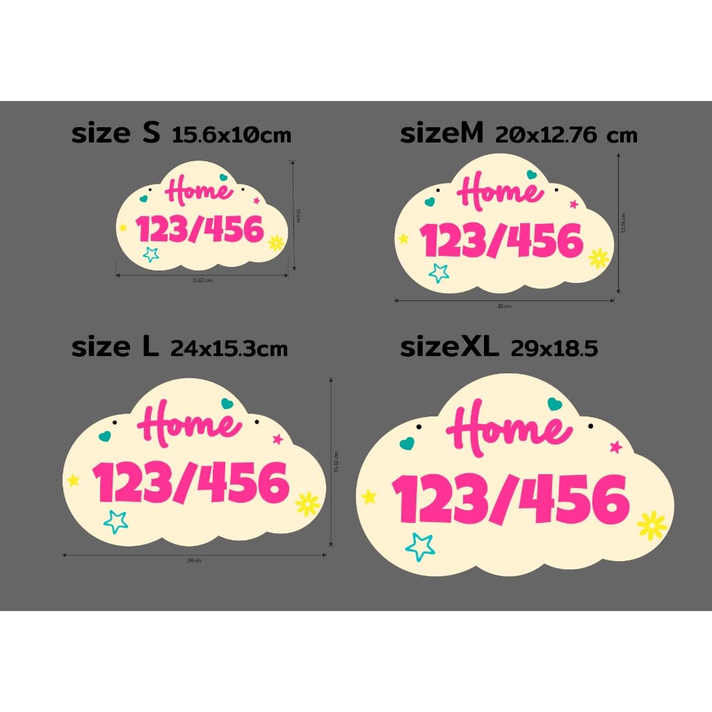 ป้ายเลขที่บ้าน ก้อนเมฆ ตัวนูน แบบที่ 4 แบบแขวน Number Home signboard board house เลขที่บ้านมงคล รูปที่ 8
