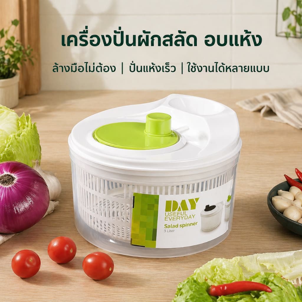 ที่ล้างผัก สลัดสปินเนอร์ ตะกร้าปั่นแห้ง ล้างสะอาด ใช้งานง่าย เหมาะสำหรับครัวยุคใหม่ รูปที่ 1