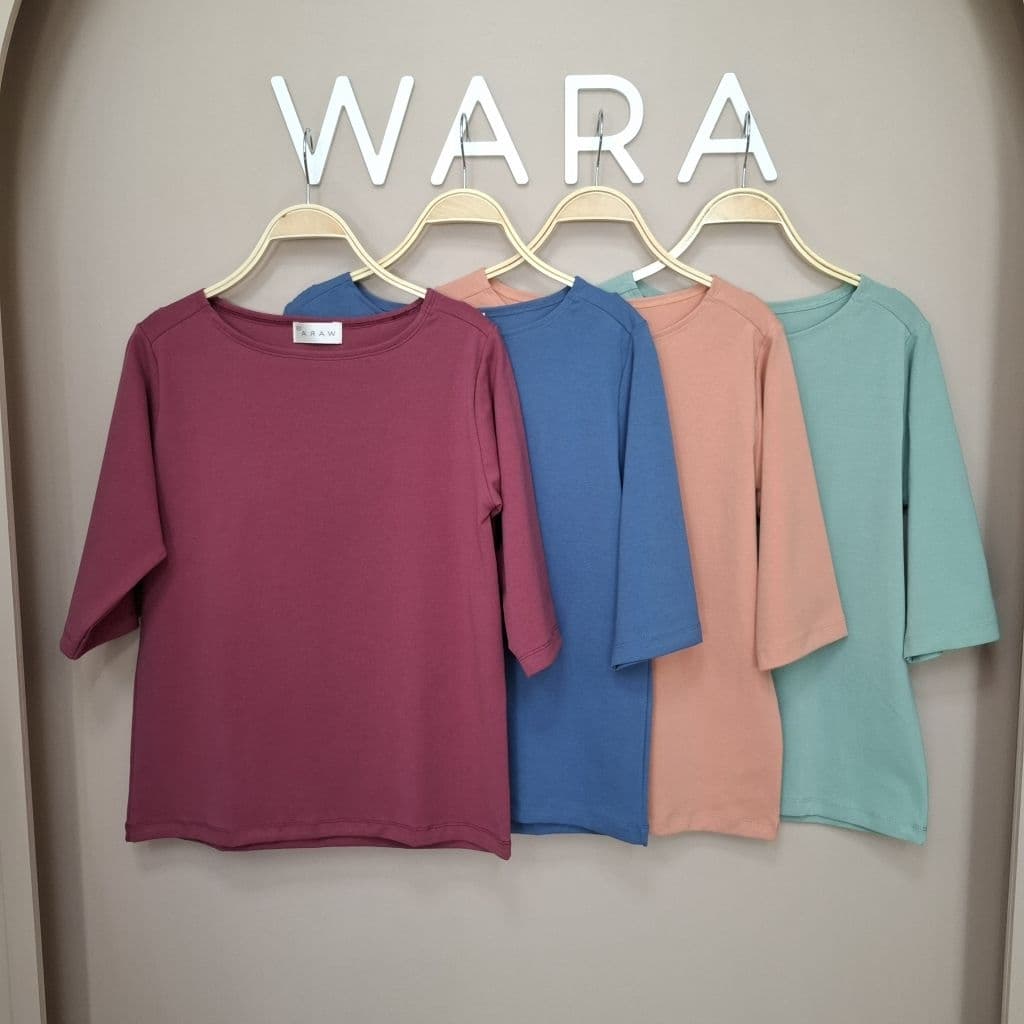 WARA เสื้อคอปาดแขนศอก ผ้า Cotton spandex รูปที่ 1