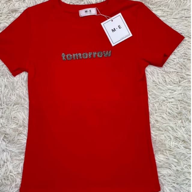 เสื้อยืดคอกลมแขนสั้น รีดเพชรลาย tomorrow ป้าย ME รูปที่ 8