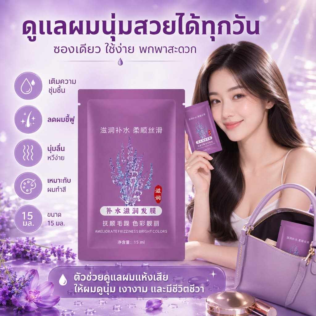 ครีมหมักผม เคราตินสด สูตรเข้มข้น บำรุงผมเสีย ครีมนวดผม ทรีทเม้นท์ ฟื้นฟูผมแห้งเสีย ผมนุ่มลื่น ไม่พันกัน 15ml รูปที่ 7