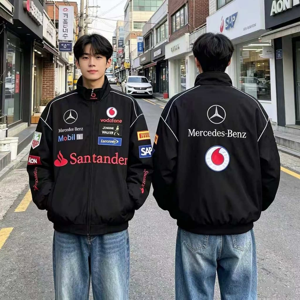 F1 Ferrari แจ็คเก็ต เสื้อแข่งรถ ลำลอง อเมริกันย้อนยุค ปักลาย กันลม แบบมีซิป สำหรับผู้ชายผู้หญิง รูปที่ 7