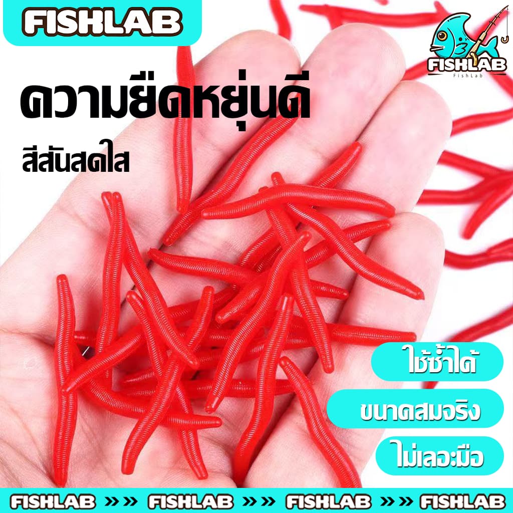 ส้เดือนยาง 4CM แบบนิ่ม กลิ่นคาวเสมือนจริง เหยื่อปลอมตกปลา หยื่อตกปลาไส้เดือนปลอม สีแดง ล่อปลา รูปที่ 6