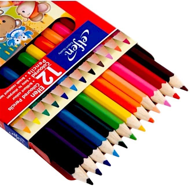 kidtuk เอลเฟ่นดินสอสีไม้ 12 สี Creative Color Pencils แบบสั้น ฟรีกบเหลา สีสันสดใส รูปที่ 4