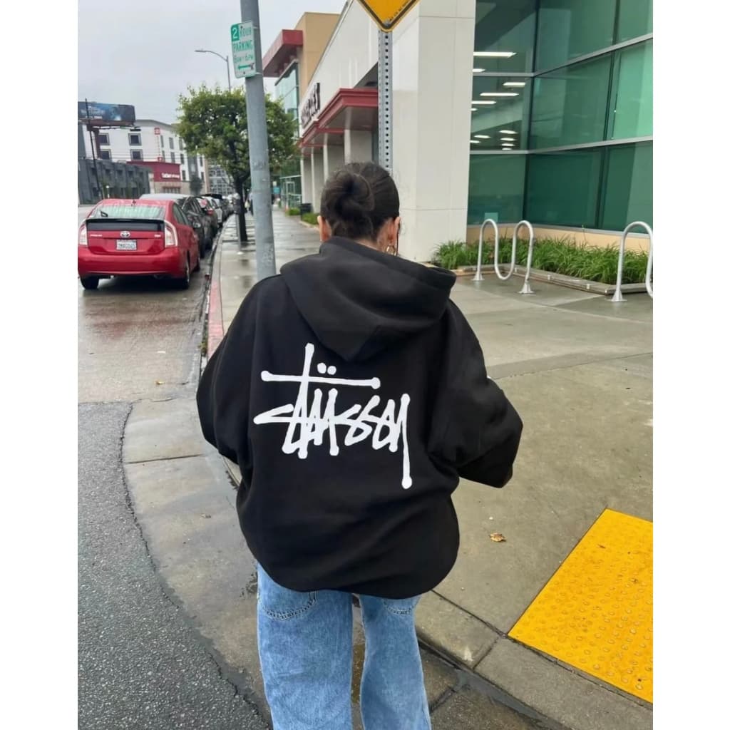 เสื้อสเวตเตอร์มีฮู้ด สำหรับผู้ชายและผู้หญิงSTUSSY BASIC LOGO HOODIE ผ้าฝ้ายแท้เสื้อสวมหัวคู่มีฮู้ดแบรนด์อินเทรนด์ รูปที่ 2