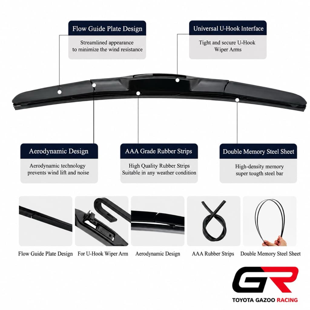 GR SPORT ใบปัดน้ำฝน เกรด OEM คุณภาพสูง รีดน้ำได้ดีเยี่ยม ราคาต่อ 1 ใบ รูปที่ 2