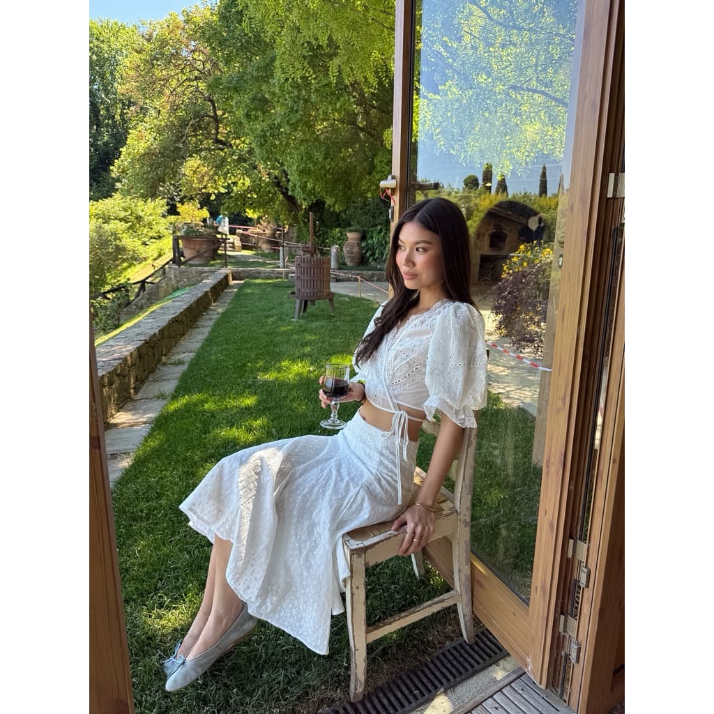 Benabaker Lora Skirt กระโปรงยาวแต่งขอบลูกไม้ มีซับใน ผ้าหนาอย่างดี รูปที่ 3