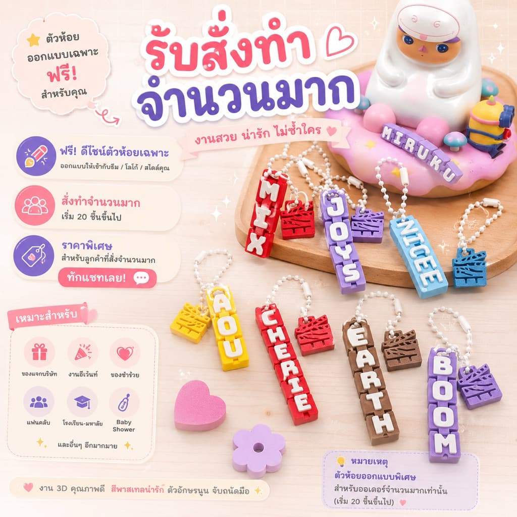 พวงกุญแจสั่งทำชื่อ | Custom Name Keychain | เลือกสีได้ | ของขวัญ | Keychain ตัวอักษร 3D รูปที่ 5