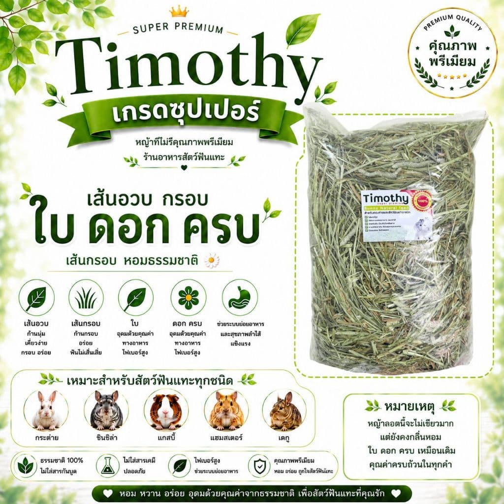 หญ้าเกรดนำเข้า ทิมโมธี 1กก Timothy คัท1 ใบเยอะ ดอกเยอะ ขายดี รูปที่ 3