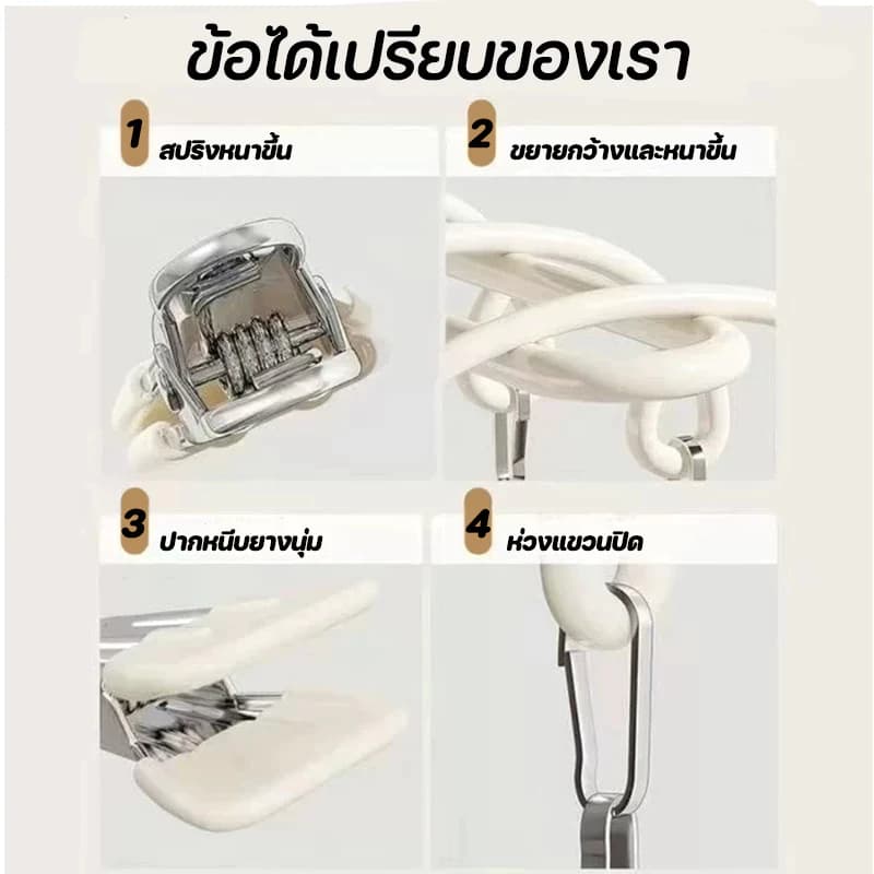 ที่ตากผ้าแบบหนีบ ไม้หนีบผ้าสแตนเลส 20 ชิ้น ใช้งานง่าย ประหยัดพื้นที่กันลื่น เคลือบซิลิโคนกันลื่น สีขาวนวล เทา รูปที่ 5