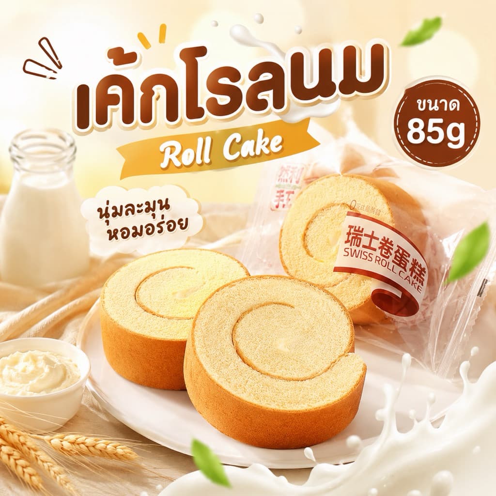เค้กโรลรสนม Roll Cake 85g รูปที่ 1