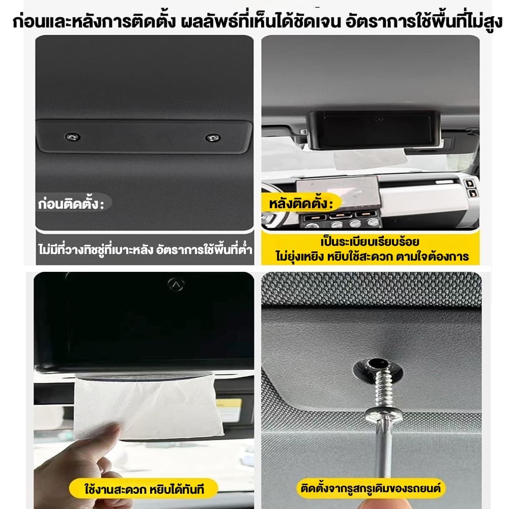 เหมาะสำหรับ Chery iCAR V23 กล่องทิชชู่ภายในรถยนต์ อุปกรณ์เก็บของ ติดตั้งจากรูสกรูเดิม แข็งแรงไม่หลวม รูปที่ 5