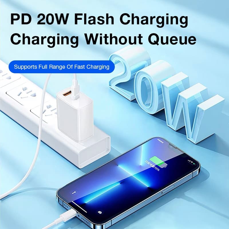 K8 หัวชาร์จ อินเทอร์เฟซ USB-A + Type-C หัวชาร์จ PD20W หัวชาร์จมินิสีขาว USB 18W + USB-C 20W รูปที่ 4