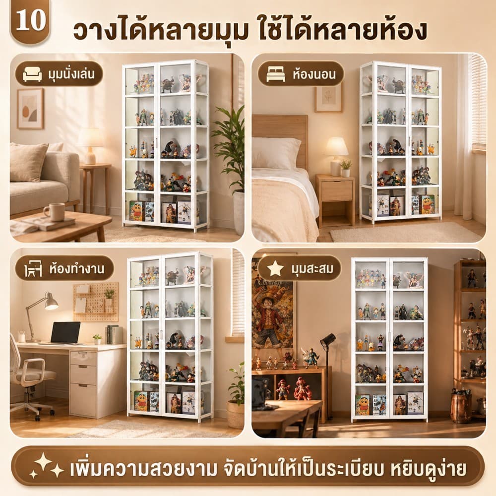 ตู้โชว์ ตู้เก็บของ ตู้โชว์โมเดล ตู้สะสม แข็งแรงทนทาน ประหยัดพื้นที่ กันน้ำ กันความชื้น จัดส่งในพื้นที่ รูปที่ 8