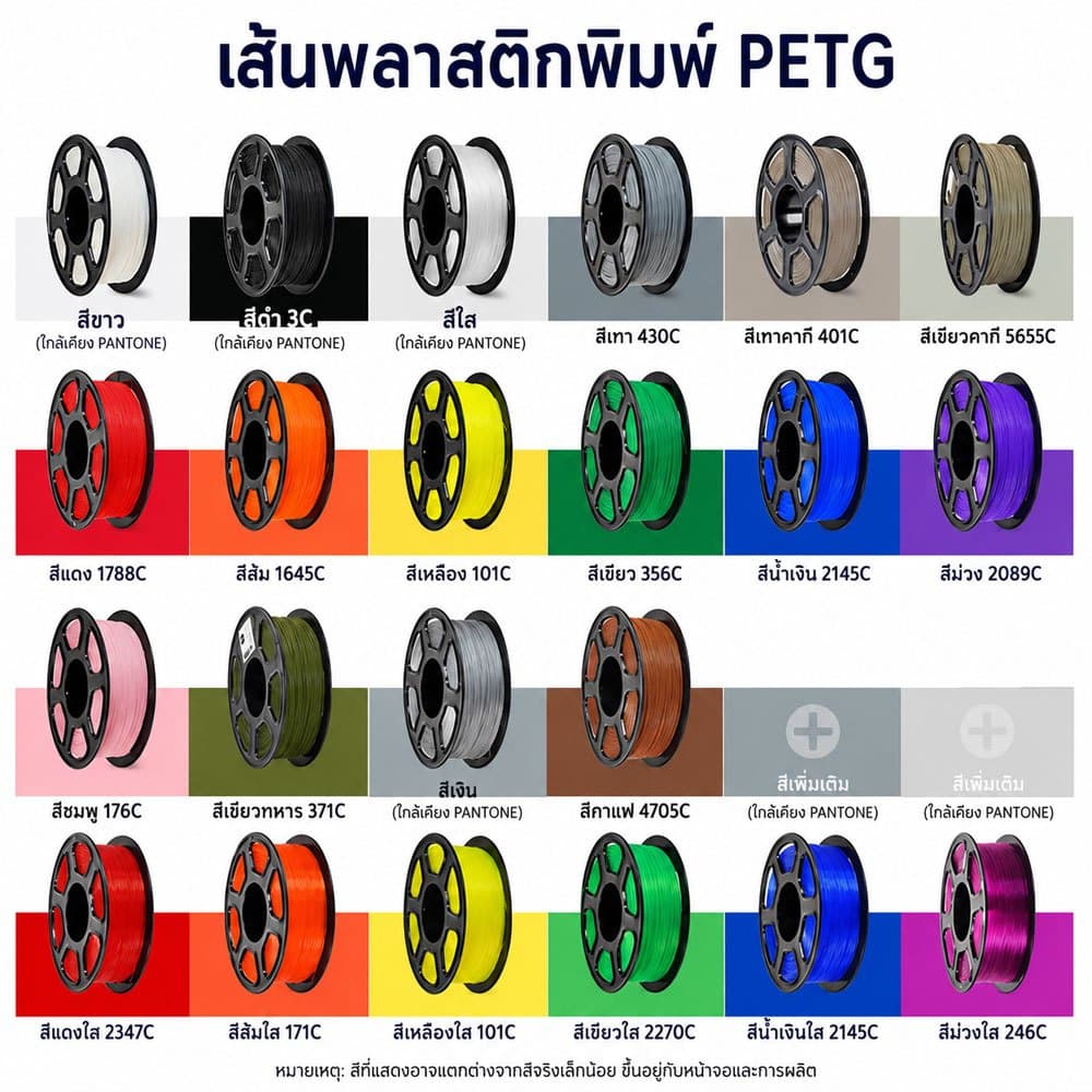 เส้นพลาสติก PETG 3D Printer Filament 1kg เส้นใยเครื่องพิมพ์ 3D พิมพ์ลื่น สีสวย รูปที่ 1