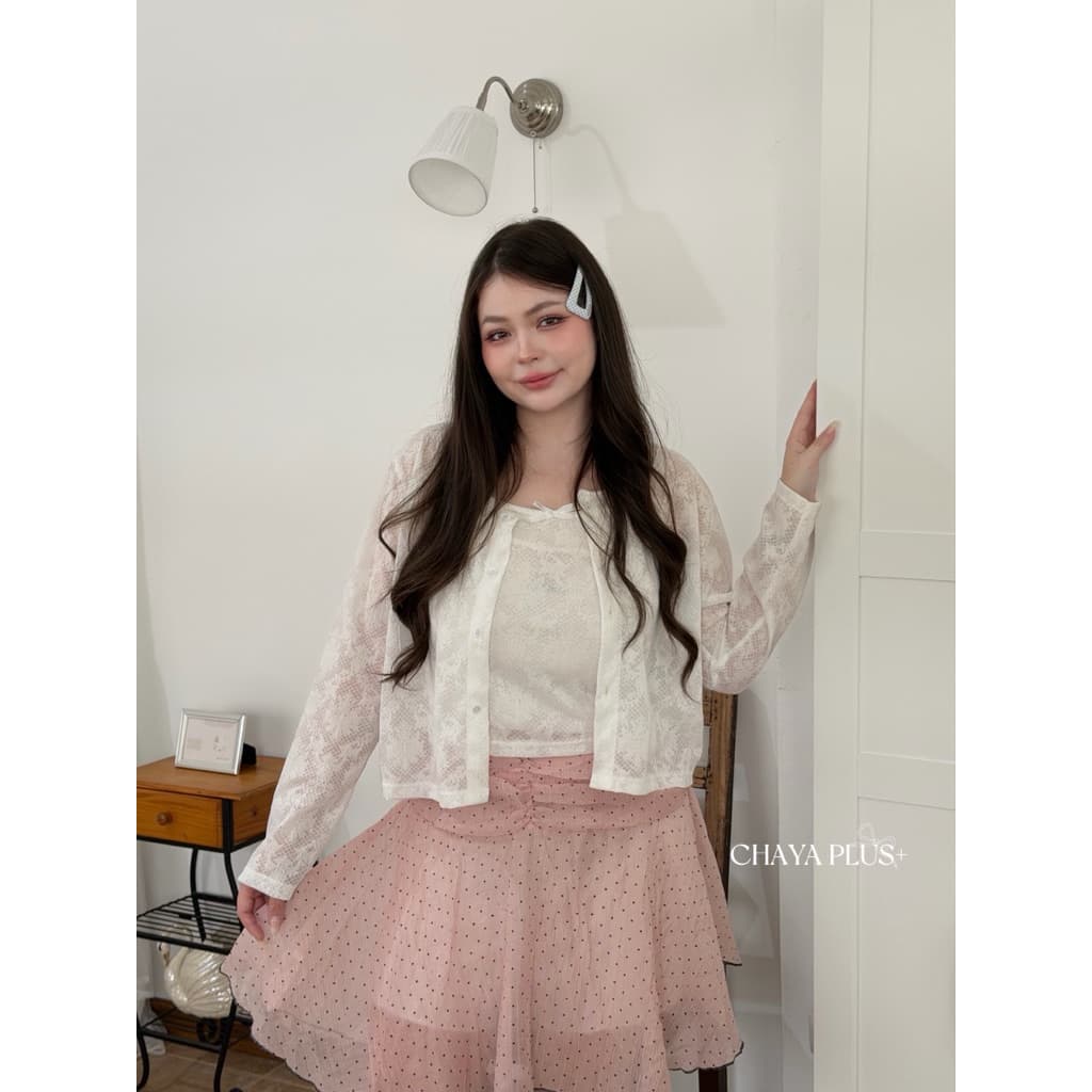 Lace top เซ็ต สายเดี่ยว+เสื้อคลุม ผ้าลูกไม้ น่ารัก หวานๆ แนะนำเลยต้องมีติดตู้ เสื้อผ้าสาวอวบอ้วน ไซส์ใหญ่ รูปที่ 8
