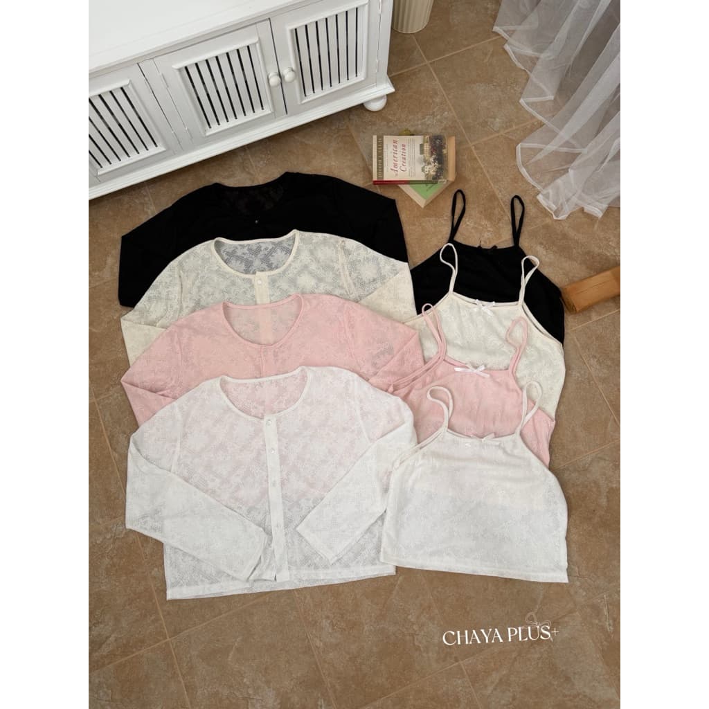 Lace top เซ็ต สายเดี่ยว+เสื้อคลุม ผ้าลูกไม้ น่ารัก หวานๆ แนะนำเลยต้องมีติดตู้ เสื้อผ้าสาวอวบอ้วน ไซส์ใหญ่ รูปที่ 9