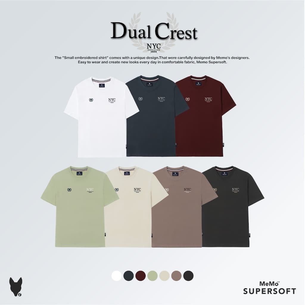 MeMo™ | NEW | Dual Crest งานปักนูน + twill ผ้า Supersoft แขนสั้น ทรง Unisex รูปที่ 8