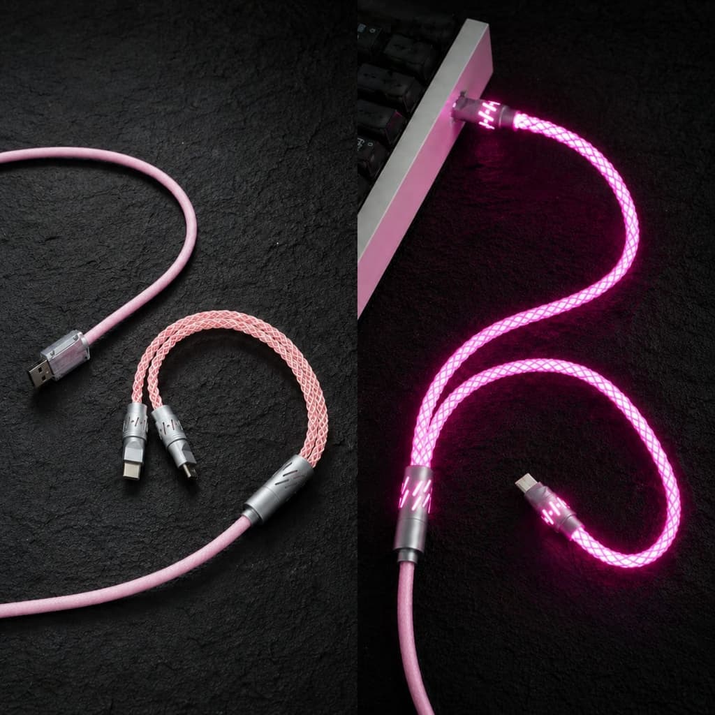 สายถัก Custom Coiled Cable 1-to-2 Crystal Copper Cable 8k Polling rate USB Type C to A แถมฟรีพร้อมกระเป๋า รูปที่ 3