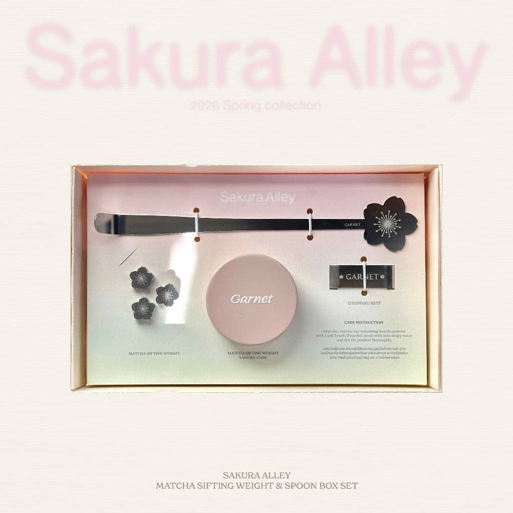 GARNET Sakura Alley Matcha Sifting Weight & Spoon Box Set – เซตลูกร่อนมัทฉะพร้อมช้อนตักมัทฉะลายดอกซากุระแบบ box set รูปที่ 7