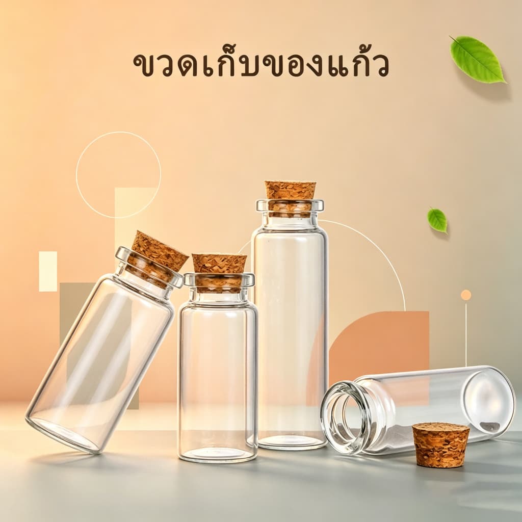 มินิขวดแก้วจํานวนมากชุด10ชิ้น,7ขนาด3-8เซนติเมตรความสูงสําหรับงานฝีมือ ทําเอง/พรรคตกแต่ง/ร้านขายยา,จุก-ปิดผนึกภาชนะใส5 รูปที่ 3