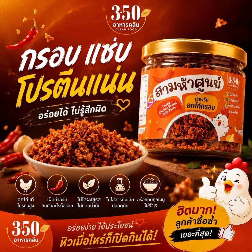 2แถม1 โปร!! น้ำพริกอกไก่กรอบ(กรอบนาน อร่อยนาน ปริมาณ50กรัม ไม่ใส่สารกันเสีย) รูปที่ 8