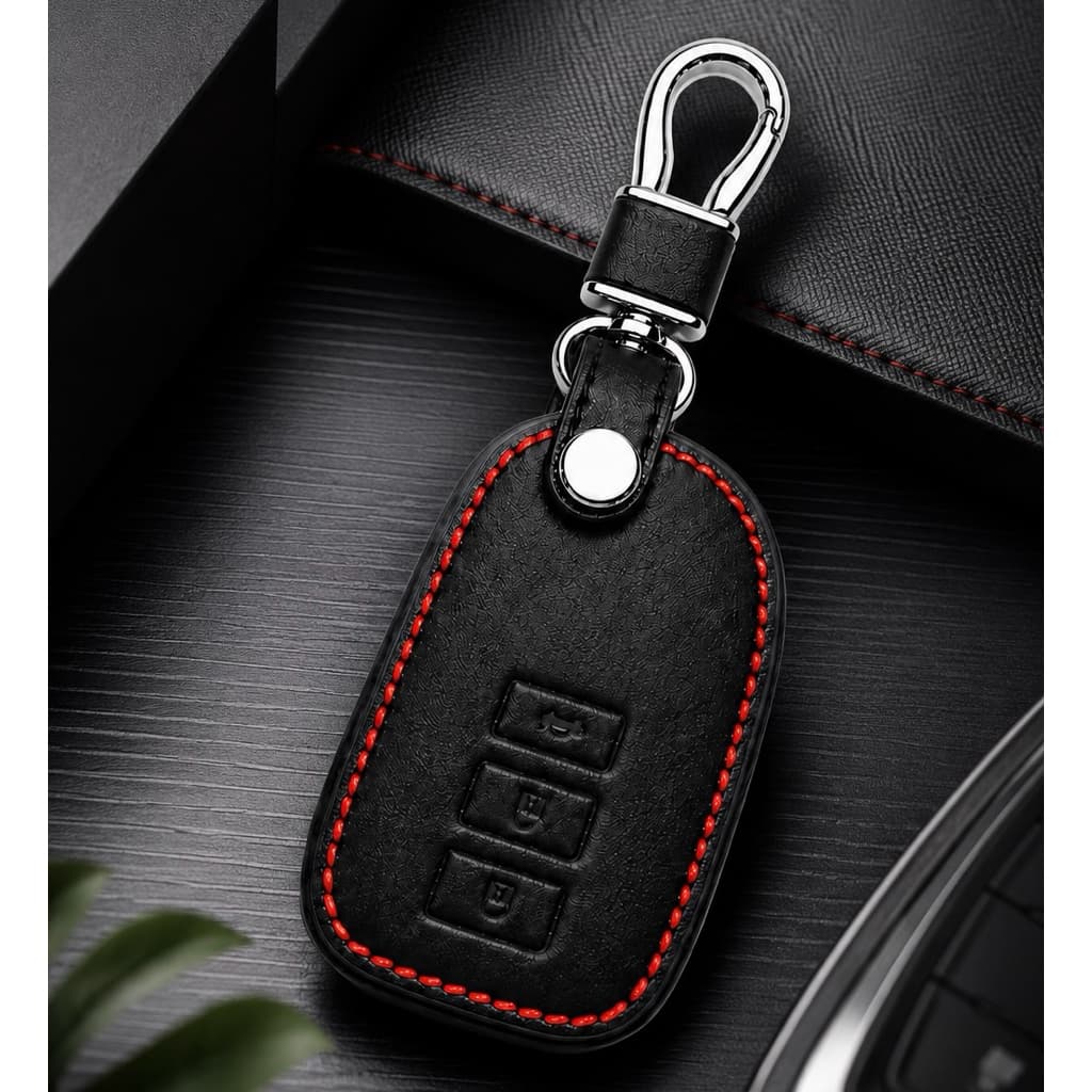 ซองหนังแท้ ใส่กุญแจรีโมทรถยนต์ Toyota Vios, Yaris Ativ 2014-26 แบบ Push Start โลโก้เงิน รุ่น 3 ปุ่ม รูปที่ 5