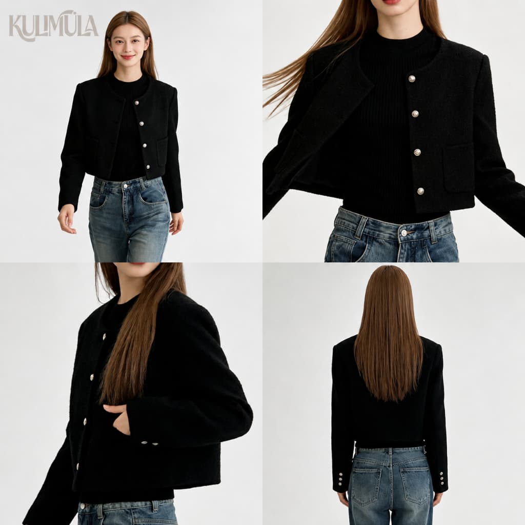KULIMULA Jolin Blazer Blazer สไตล์เกาหลี เสื้อครอปเบเซอร์ YD38 รูปที่ 4