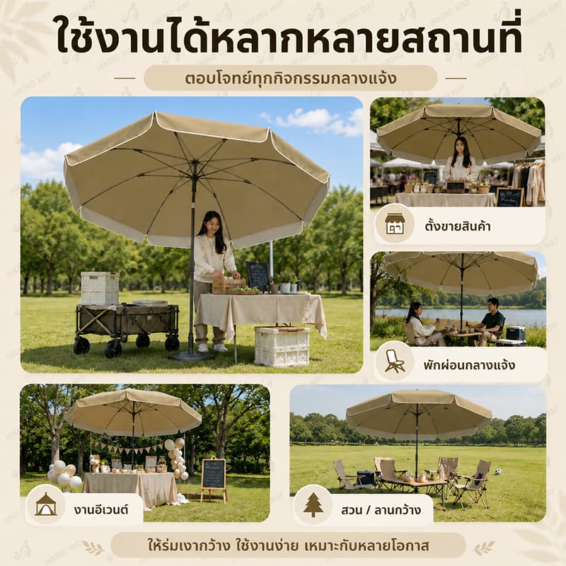 ร่มขายของตลาดนัด ร่มสนาม ร่มกันแดดสนามใหญ่ ความสูงสามารถปรับได้ กลางแจ้ง ร่มชายหาด ผ้าออกซ์ฟอร์ด กางง่าย ป้องกันฝนและแด รูปที่ 9