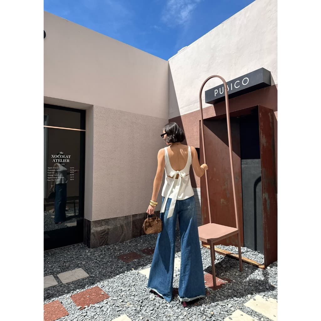 colourblockmatter - Moby Top เสื้อแขนกุดทรงเข้ารูปช่วงเอว ด้านหลังเว้า ผูกโบว์ มี 3 สี รูปที่ 5