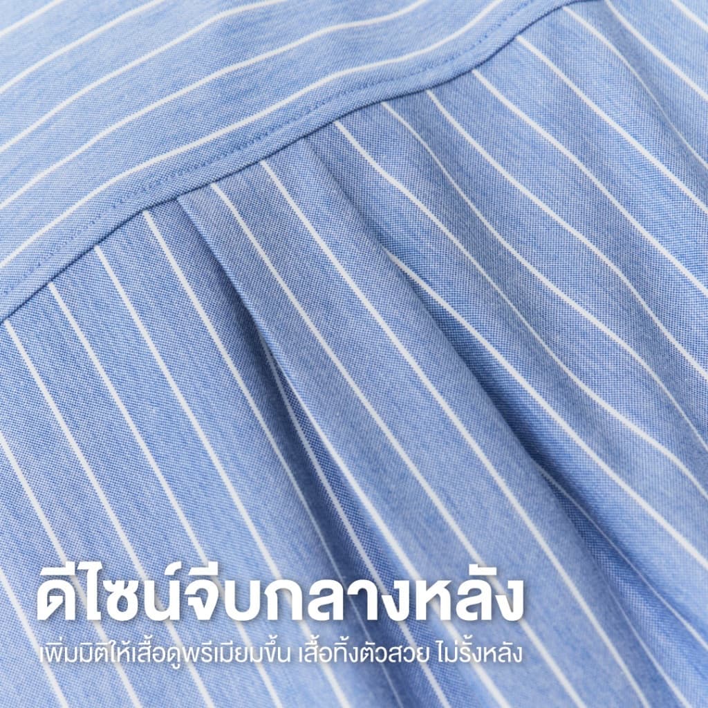 Yuedpao Ultimate Stretch Stripe - Women's Chalk Stripe Crop Long Sleeve Shirts เสื้อเชิ้ตครอปลายทาง แขนยาว เสื้อเชิ้ต รูปที่ 4