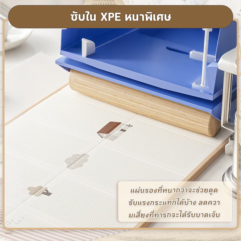 เบาะรองคลาน 2/1.5CM พับได้ XPE 6.5ฟุต เสื่อ กันน้ำ แผ่นปูกันกระแทก ลายหน้า-หลังไม่ซ้ำกัน 200x180/180x150 ซม มีกระเป๋า รูปที่ 5