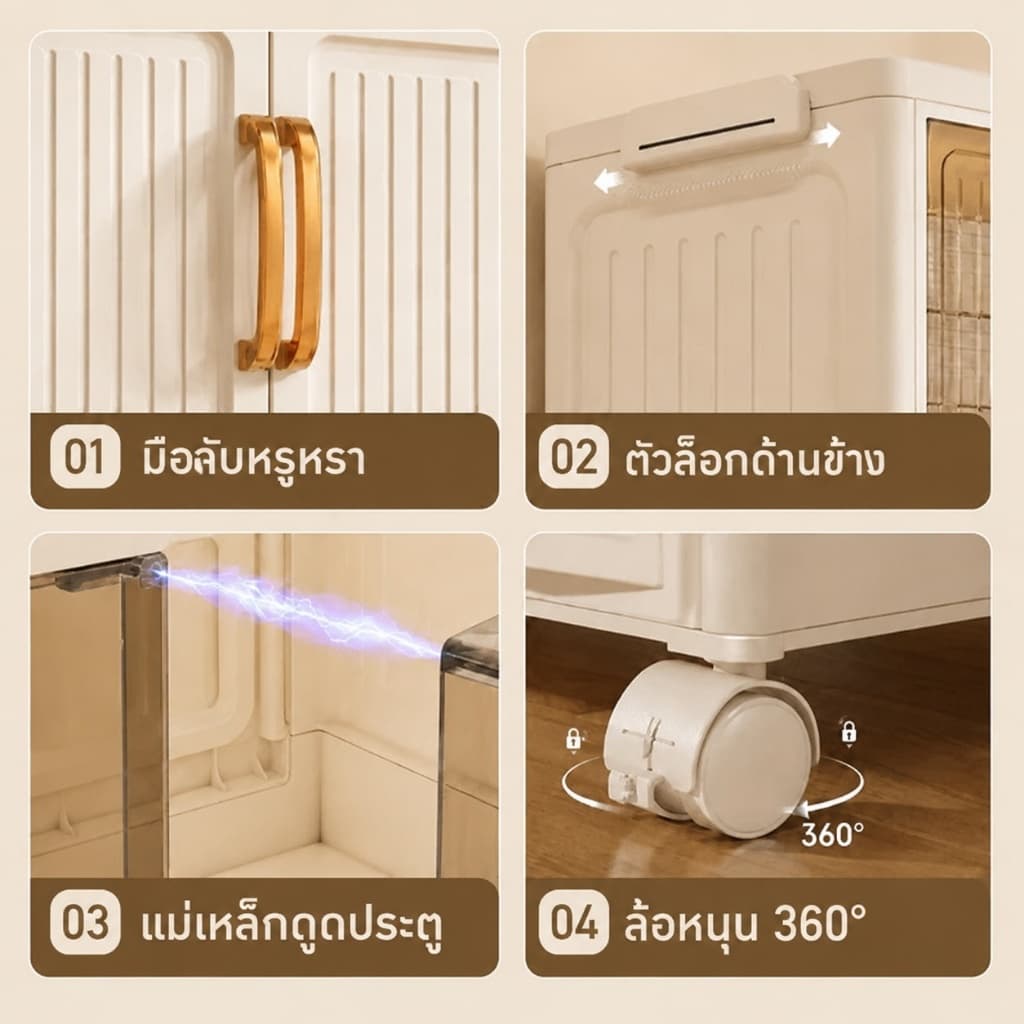 NeatBox ตู้เก็บของพับได้ 90cm ขนาดใหญ่ หนาพิเศษ มีล้อ รับน้ำหนัก 350kg กันน้ำ กันชื้น ตู้เก็บของอเนกประสงค์ รูปที่ 6