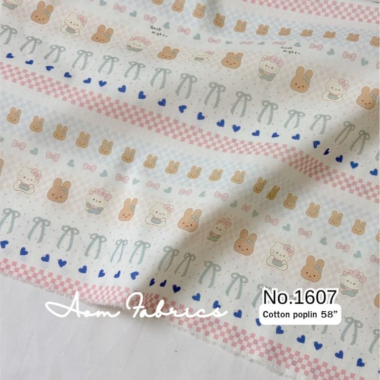 Aom Fabricsผ้าคอตตอนป๊อปลินลายดอก No.1602-1607 น่ารักมาก ผ้านิ่ม หน้ากว้าง 58 นิ้ว ผ้าเมตรนำเข้า รูปที่ 3