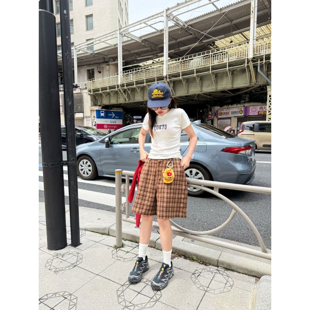 SORA SCOTT PANTS - ขาสั้น 3 ส่วน เอวสม็อค ลายสก็อต รูปที่ 8