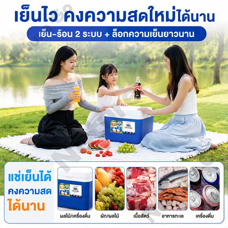 กระติกน้ำแข็ง ตู้เย็น แบบพกพา ตั้งแคมป์ กลางแจ้ง camping กระติกเก็บความเย็น ความจุ 6L/10L/16L/30L รูปที่ 5