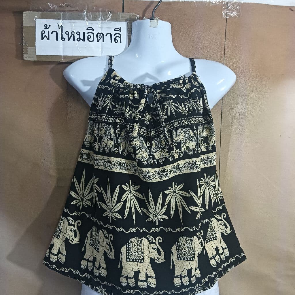 เสื้อสายเดี่ยว ลายช้าง ลายปาเต๊ะ มาใหม่ ผ้าเมมเบิร์ต สปัน รูปที่ 3