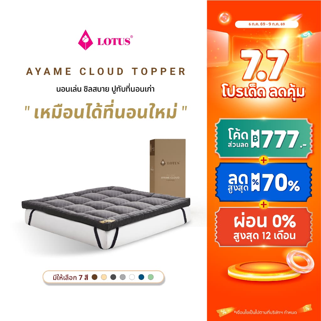 LOTUS ที่นอนนุ่มสบายกว่าขนห่านเทียม ที่นอนนาโน คลาวด์ไฟเบอร์ รุ่น Ayame Cloud หนา 4 นิ้ว จัดส่งฟรีในกล่อง