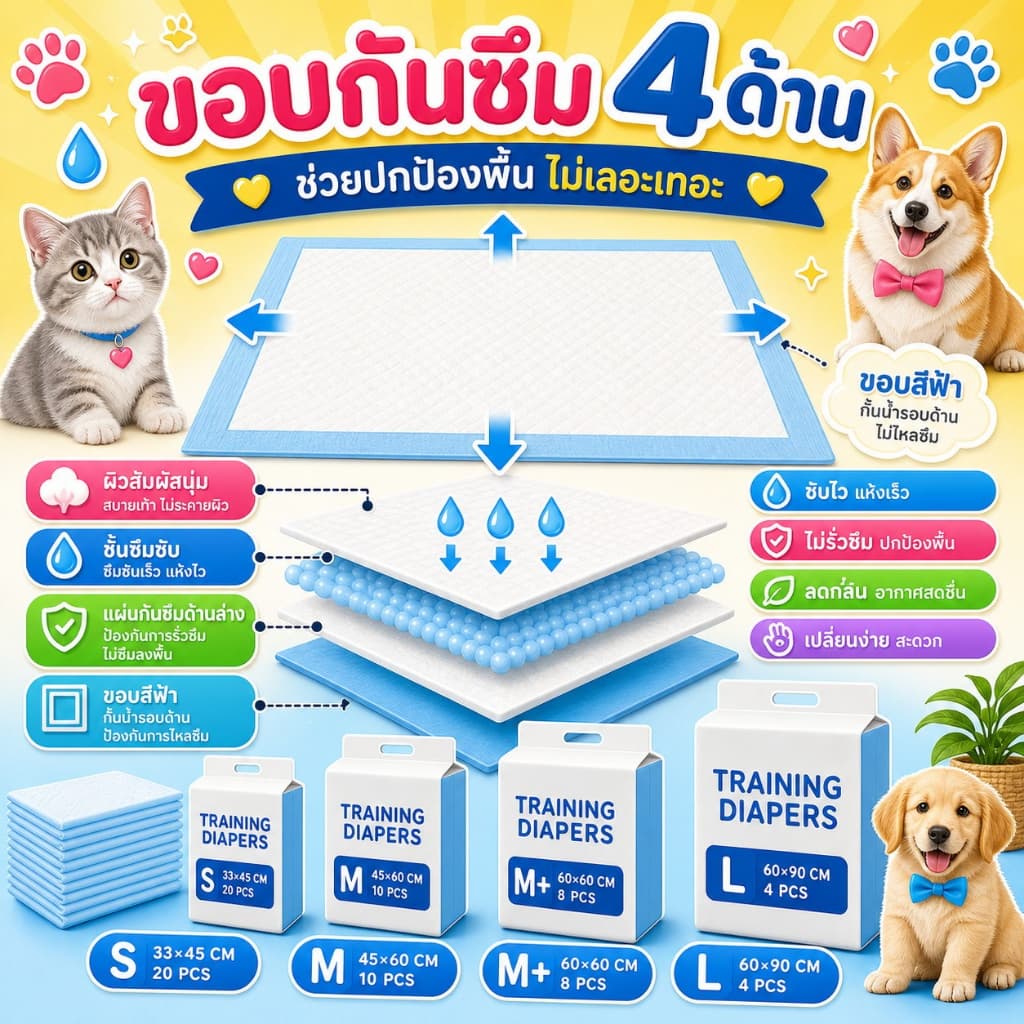 Deemar แผ่นรองฉี่ Cocoyo แผ่นรองฉี่แมว แผ่นรองฉี่สุนัข ช่วยฝึกขับถ่าย ระงับกลิ่น ซึมซับไดีดี ยิ่งขึ้น Betterdog รูปที่ 6