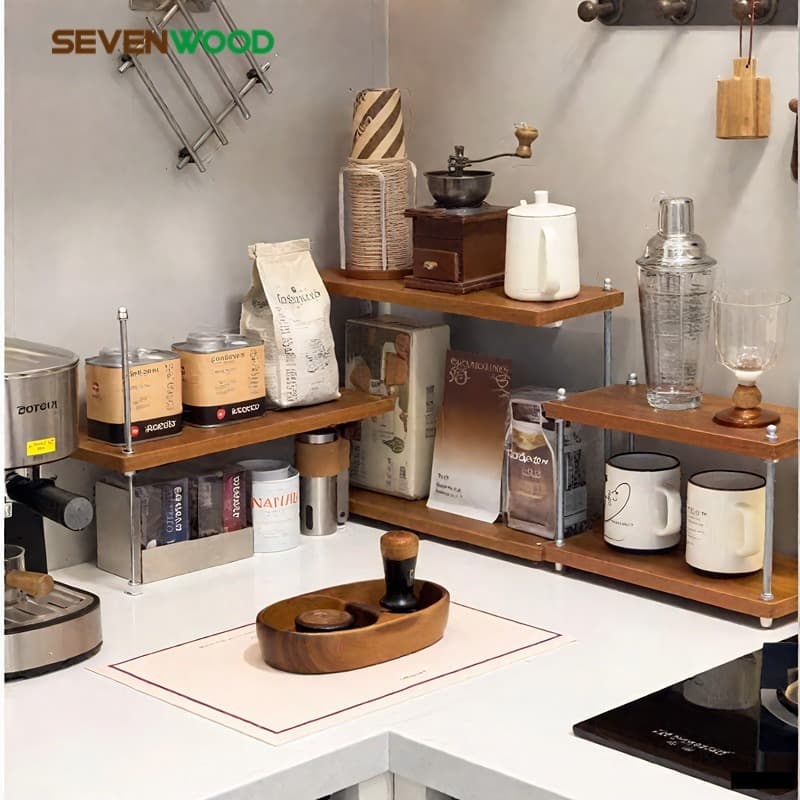 SEVENWOOD ชั้นวางแก้ว ชั้นวางของในครัว ชั้นวางแก้ว 3 ชั้น ชั้นวางของบนโต๊ะ ที่วางแก้วกาแฟ แข็งแรงทนทาน ประกอบง่าย รูปที่ 2