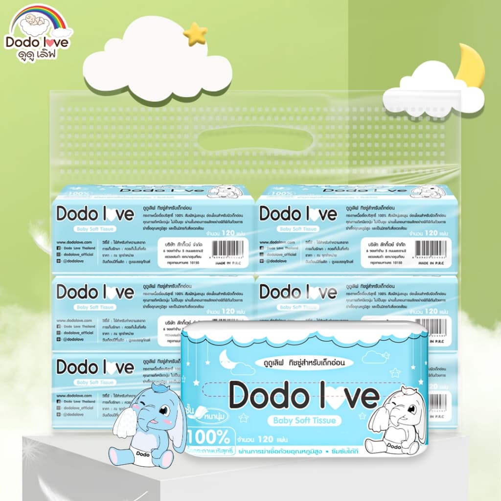 ส่งด่วน แพ็ค 6 ชิ้น กระดาษทิชชู่ Baby Cotton Soft Tissue ทิชชู่ สำหรับเด็กอ่อน หนานุ่ม 3 ชั้น รูปที่ 3
