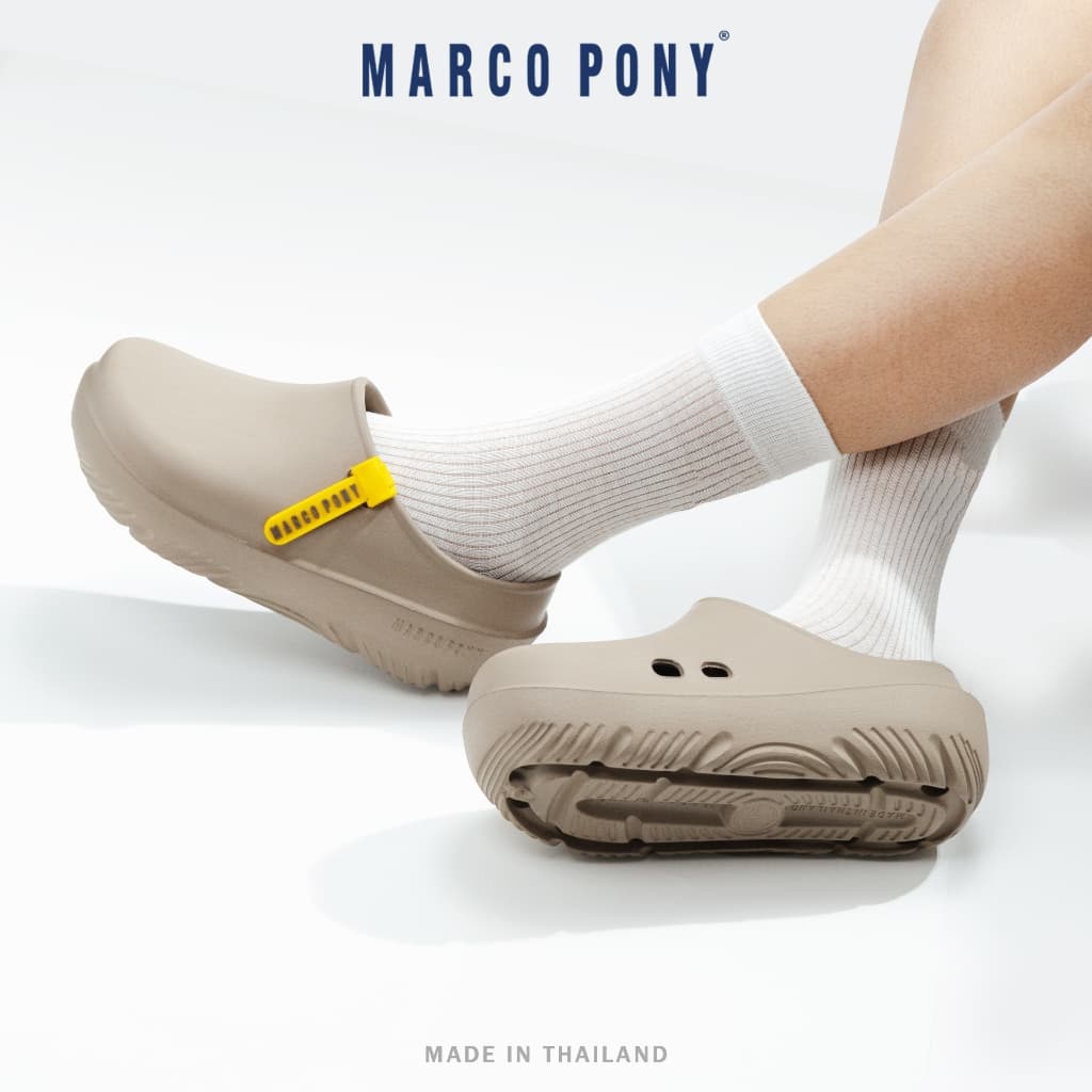 Marco Pony รองเท้าแตะผู้หญิง รองเท้าหัวโต EVA แฟชั่นฤดูร้อน เบาสบาย กันลื่นและทนทาน ไม่มีกลิ่น สไตล์ครีม MH9027 รูปที่ 3