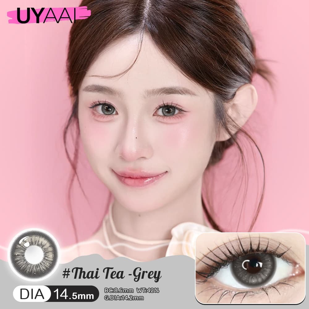 คอนแทคเลนส์แบบใช้แล้วทิ้งรายเดือน UYAAI: สไตล์เกาหลี ซีรีส์ชานมไทย สร้างลุคแต่งหน้าหวานละมุน ขนาด 14.5 มม. รูปที่ 5
