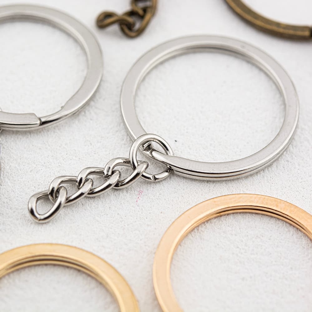 พวงกุญแจแบบแบนพร้อมโซ่ อะไหล่พวงกุญแจ พวงกุญแจหนัง Key cover สี Nickel, KC Gold, Antique bronze plated flat key rings รูปที่ 4