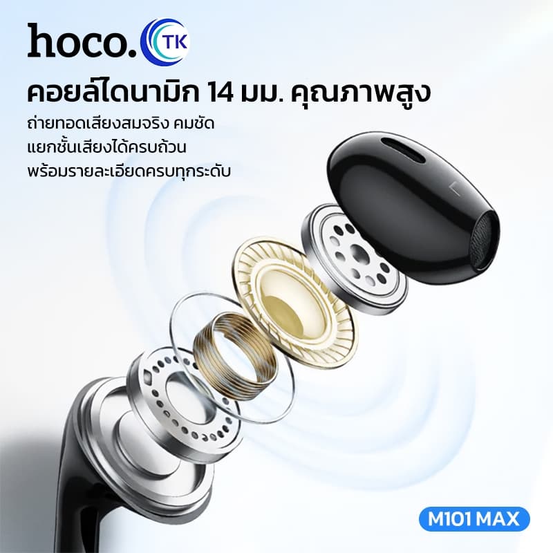 NEW!!!Hoco หูฟังสาย M101 MAX อัพเกรดเสียงดี 32โอมห์ มีไมค์สมอลทอร์ค สีใหม่ Jet Black Stereo Sound Small Talk รูปที่ 2