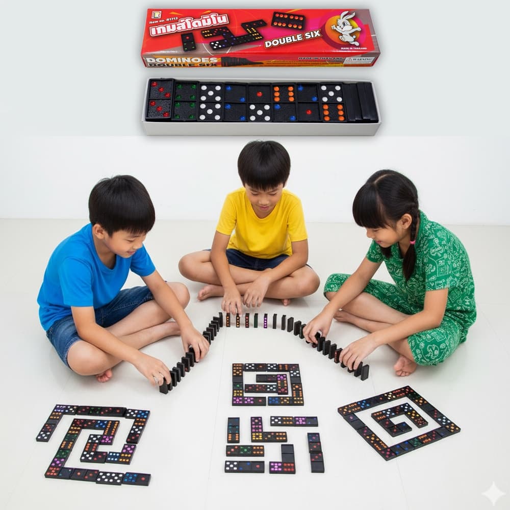 METOYS โดมิโน่ กล่องใหญ่ 55ชิ้น Domino โดมิโน เกมโดมิโน่ ราคาส่ง รูปที่ 4