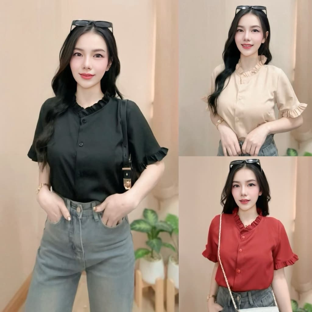 เสื้อคอกลมแต่งระบาย รุ่น Trendy รูปที่ 1